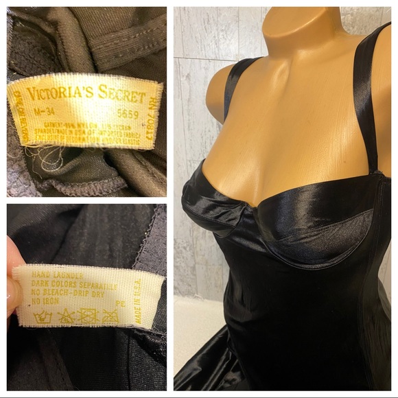 🎊🎉HOST PIC🎊🎉 VNTG Black Liquid Satin long night gown Victoria Secret Sissy - Picture 2 of 14